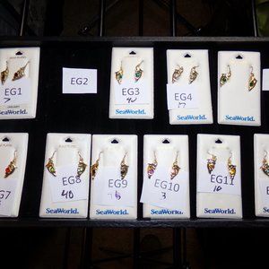 SeaWorld Dolphin Gold Plated Earrings Birthstone